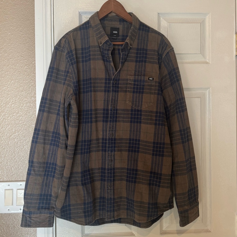 Vans Blue and Brown Checkered Shirt